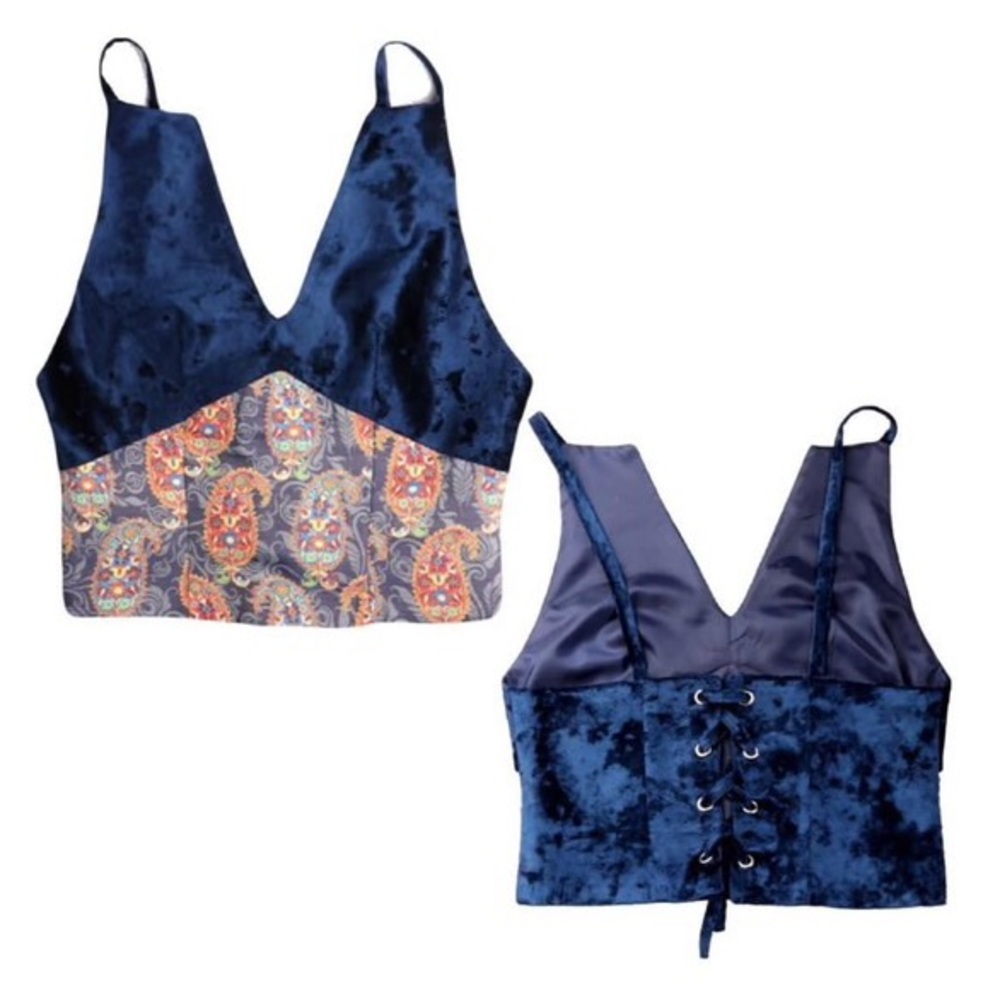 Unique Blue Velvet Top